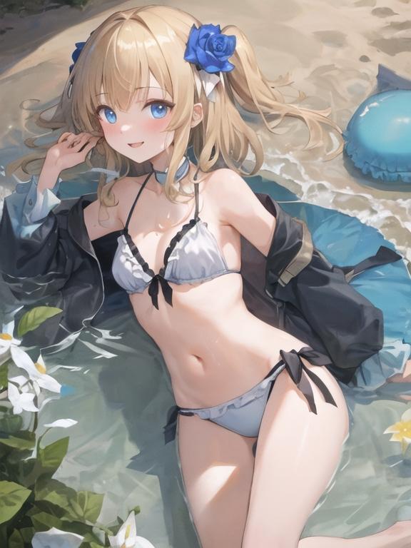 水着の金髪美少女