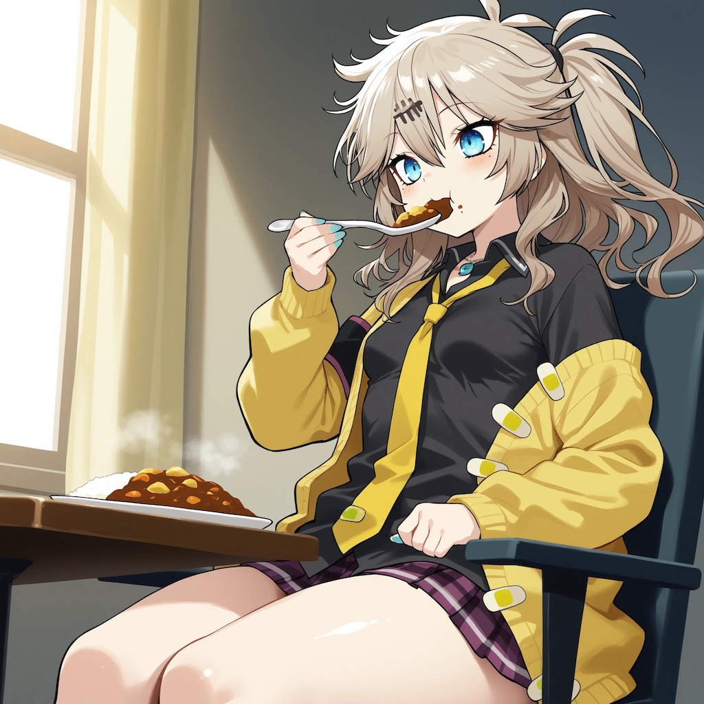 カレーを食べる春日部つむぎ