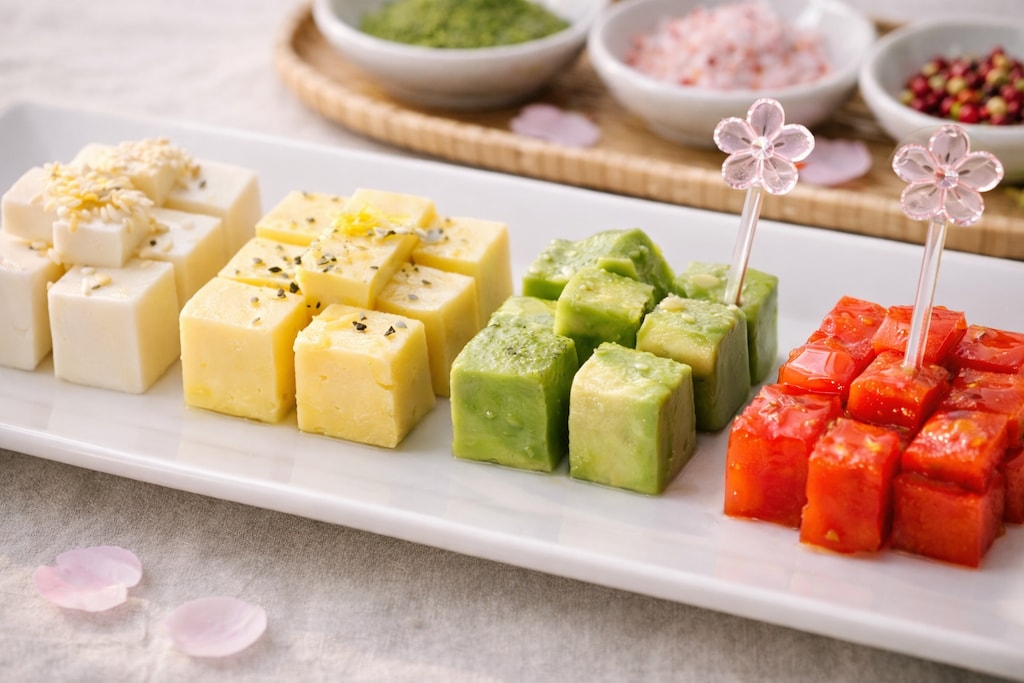 「四種の冷奴と桜ロゼ」