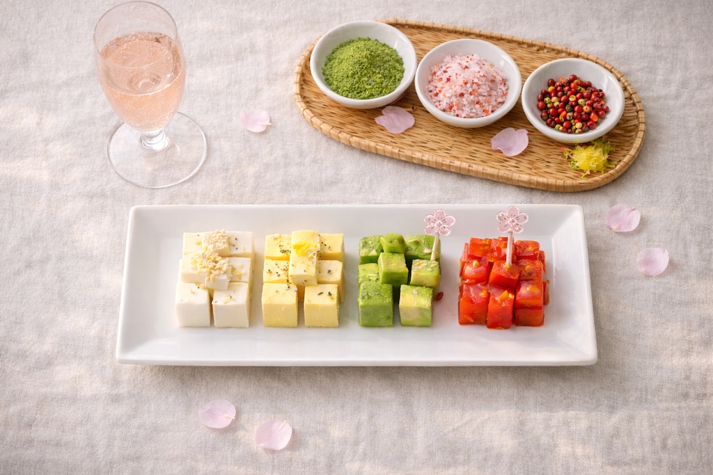 「四種の冷奴と桜ロゼ」