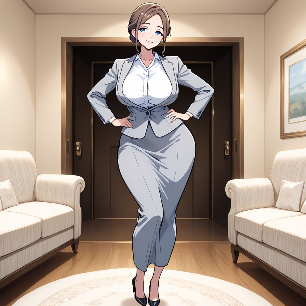 ロンスカスーツのセクシーお母さん