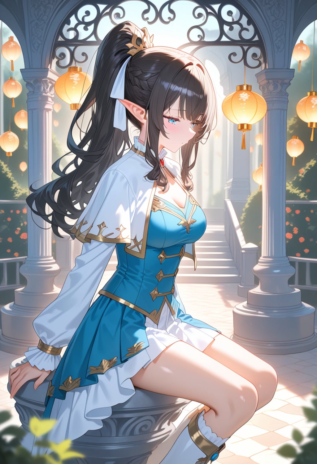 ポニーテールのエルフ美少女