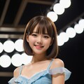 カラーブロックのドレスに網タイツとアンクルブーツ 2枚目