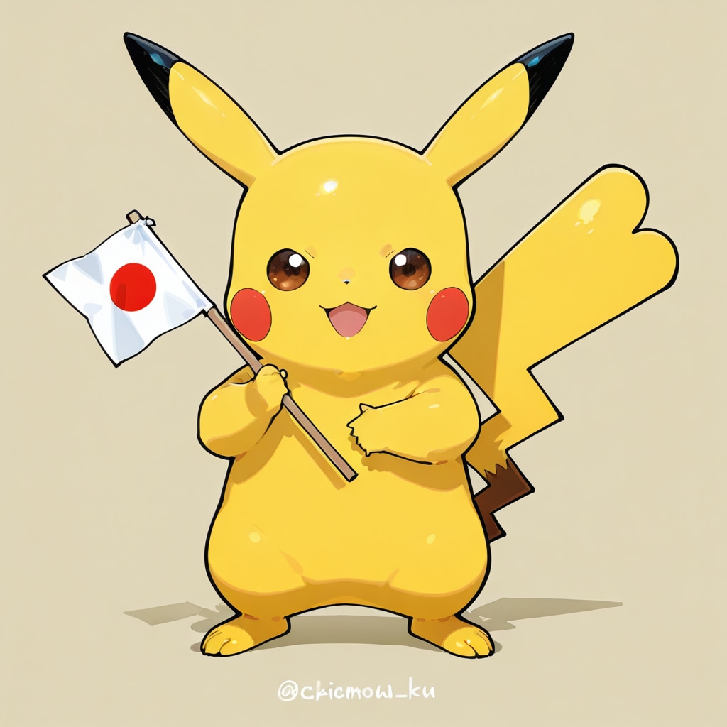 ピカチュウ　日本国旗　2026/2/9