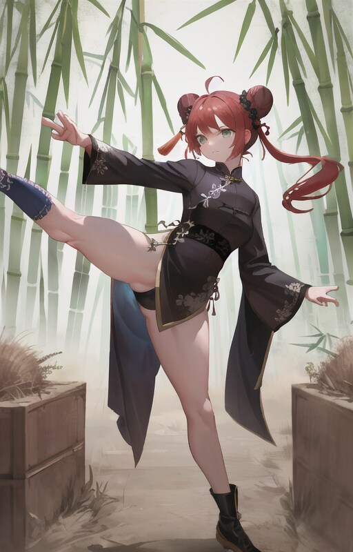 チャイナ服でハイキック！