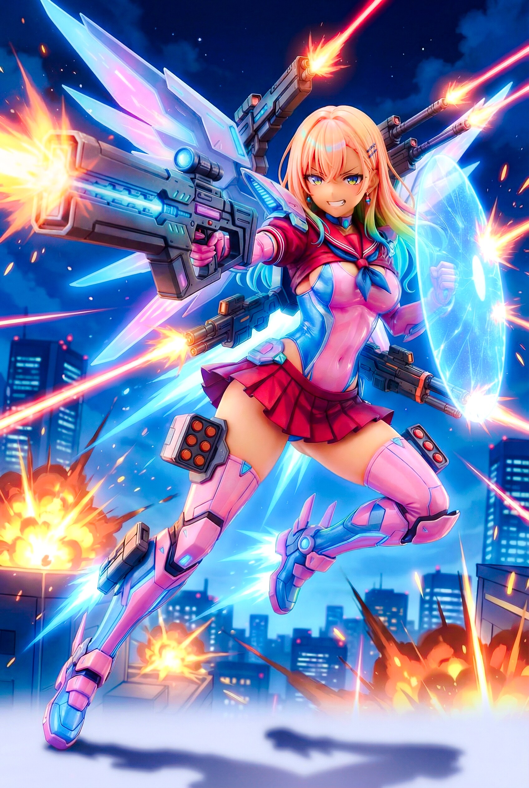 フルアーマー競泳水着ギャルヒロインフィギュア！