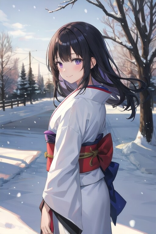 和装女子　雪見