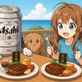 大人様ランチを食べるビール缶と小さな女の子 2枚目