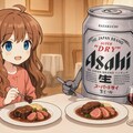 大人様ランチを食べるビール缶と小さな女の子 4枚目