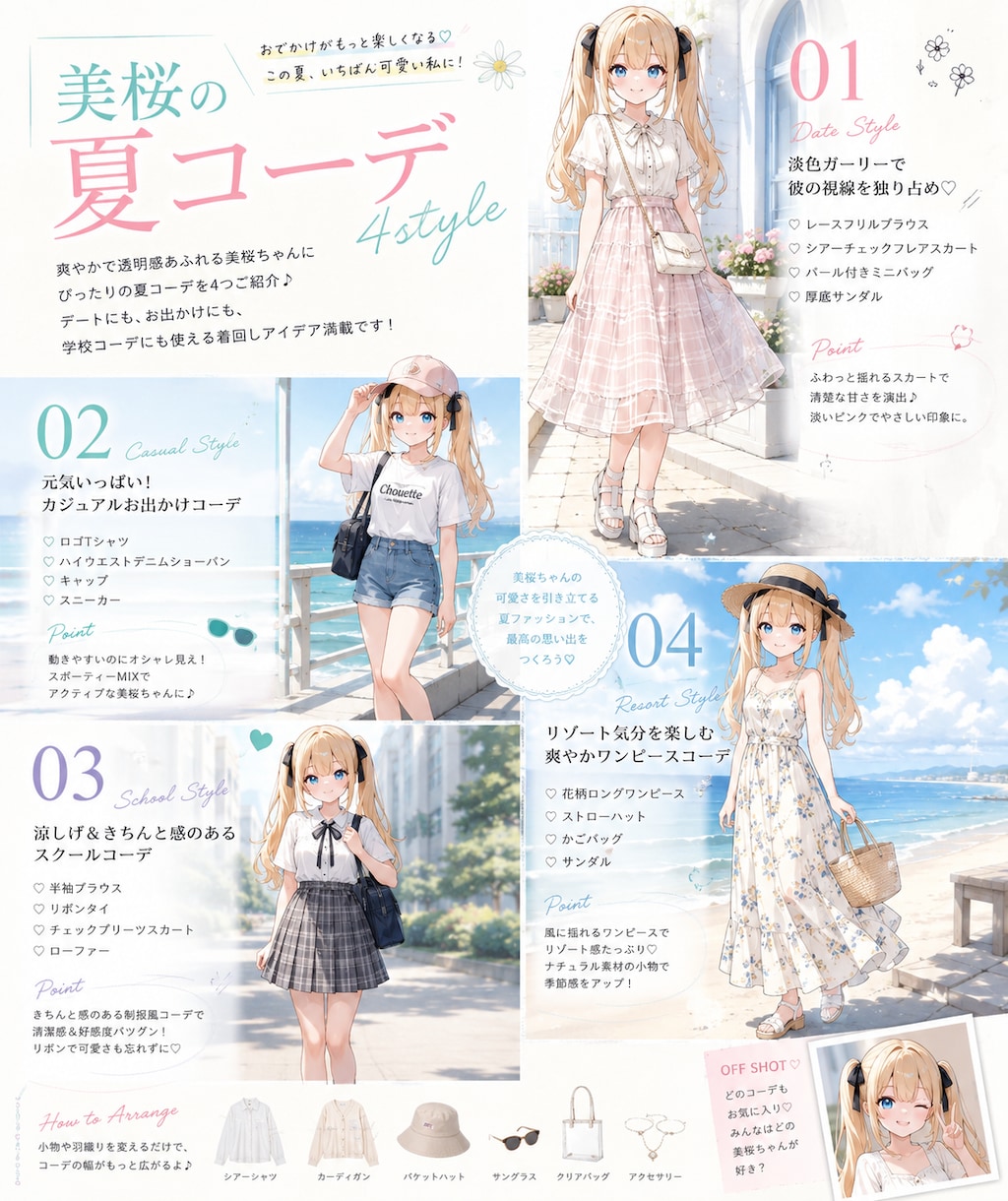 美桜ちゃん夏コーデ
