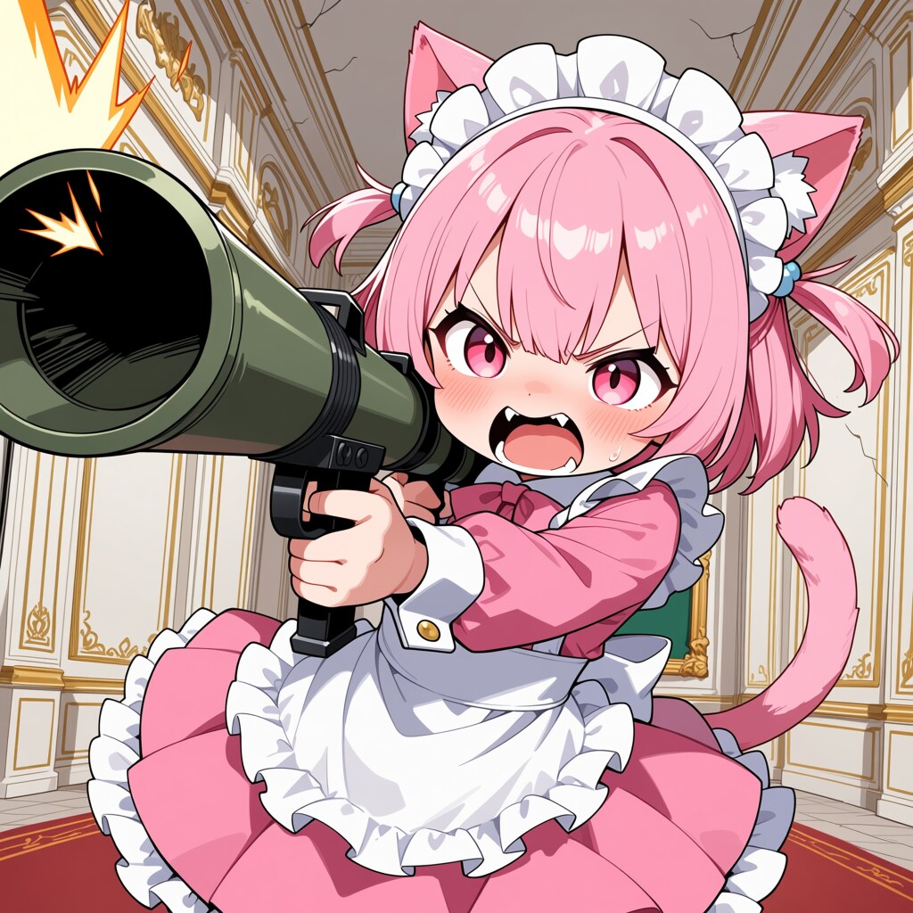 ねずみ退治中のねこメイド！！