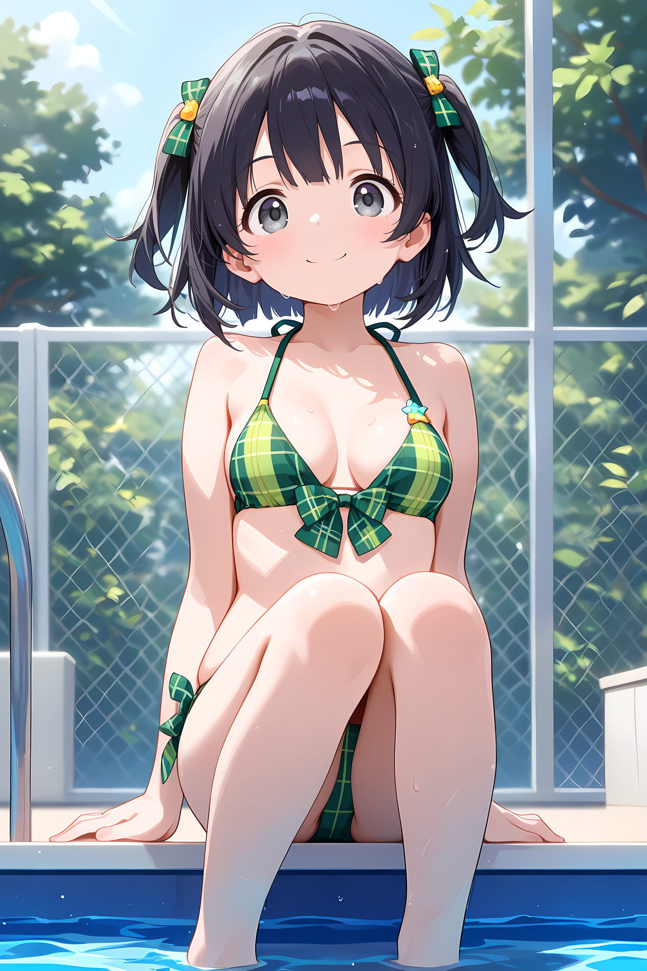 緑のチェックビキニ