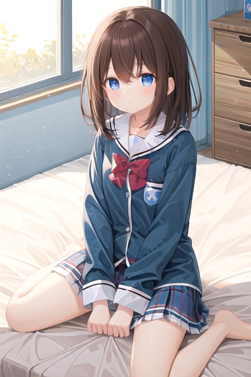 ベッドに座る女の子２ | の人気AIイラスト・グラビア