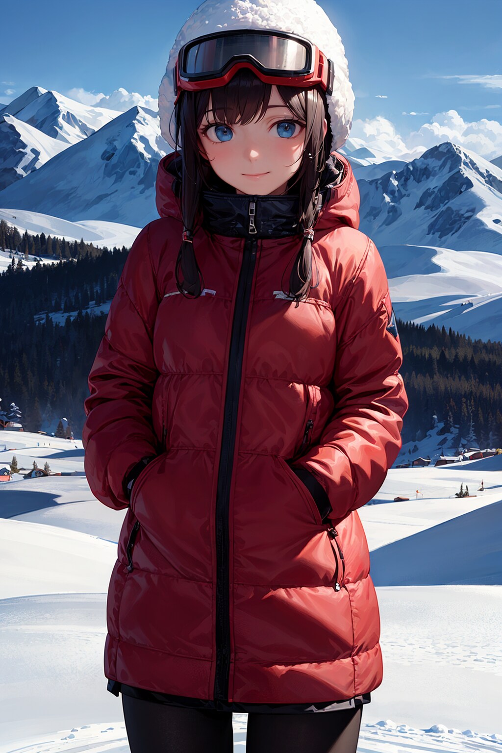 ゲレンデで佇む女の子