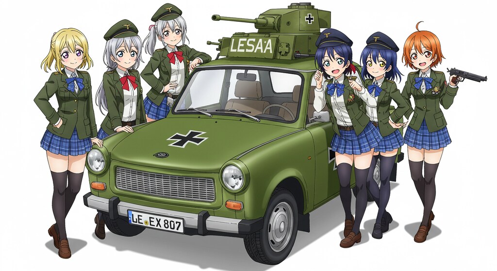 ラブライブキャラとトラバント軍用車