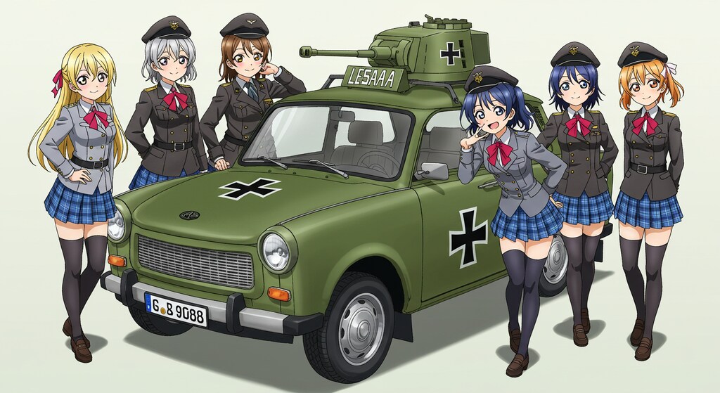 ラブライブキャラとトラバント軍用車