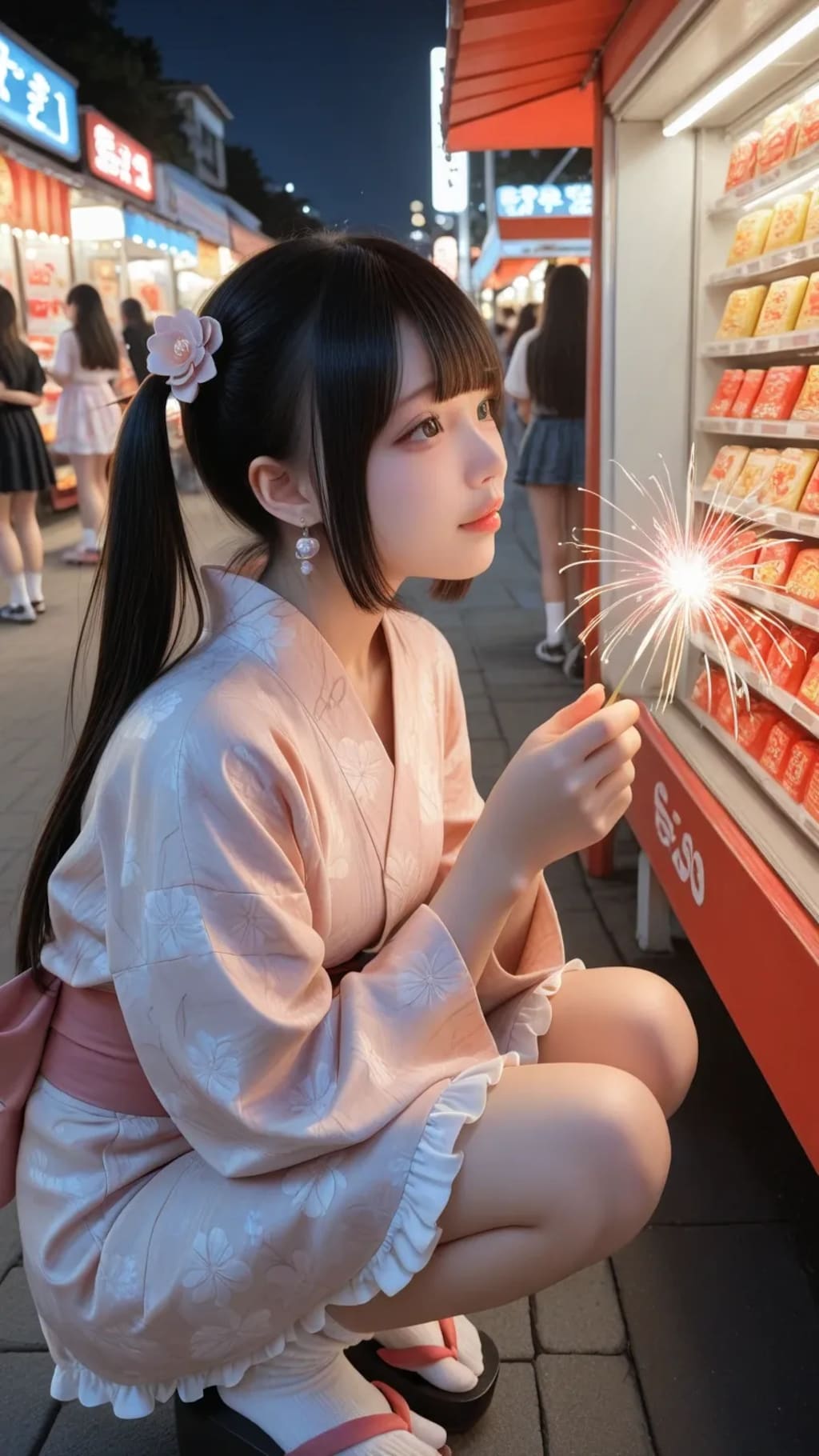 地雷系ちゃんの夏祭り《ロリータ浴衣SeaArt》