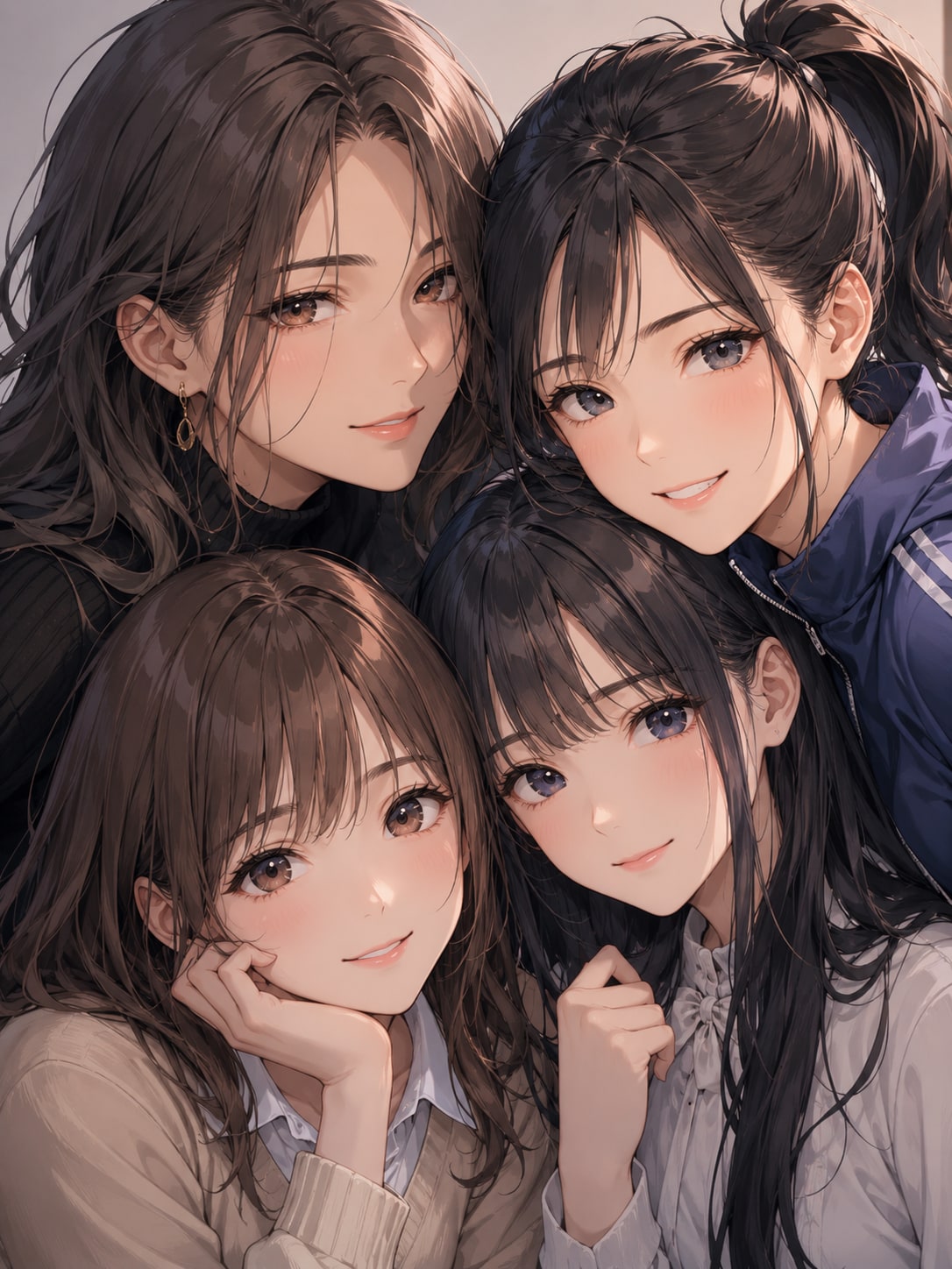 4人組の女性　2枚 | の人気AIイラスト・グラビア
