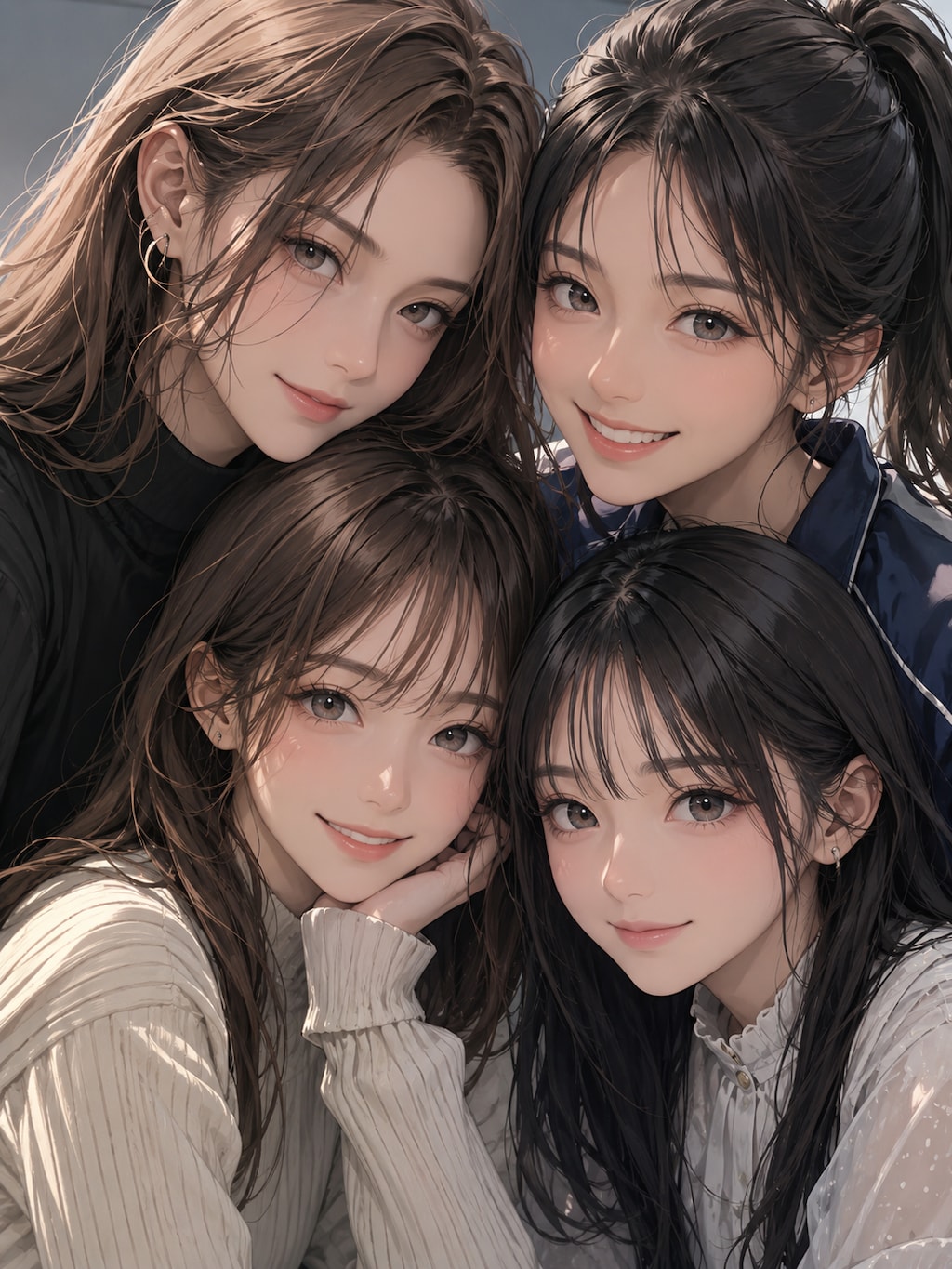 4人組の女性　2枚