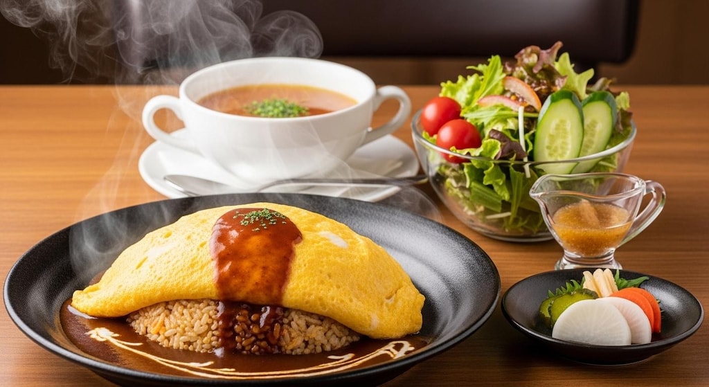 摩訶不思議食堂のオムライスセット