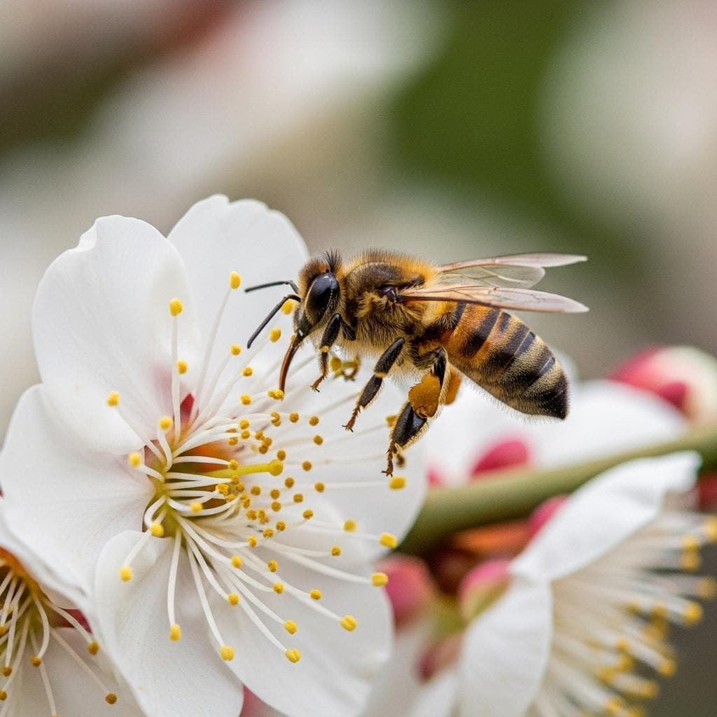 蜜蜂と白梅