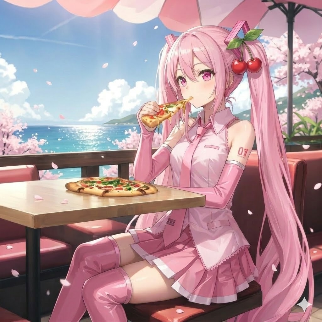 桜ミク🍒 海の見える喫茶店