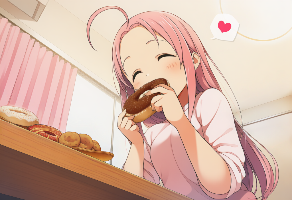 ドーナツを食べるれいらちゃん