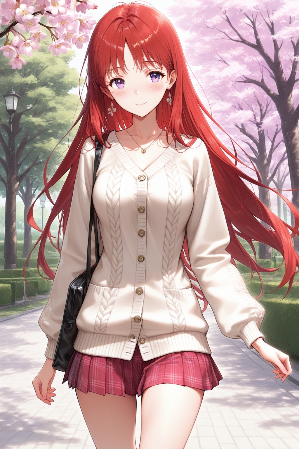 【ＱＩＬＩＮ様版】長身美脚赤髪紫目美少女（春夏秋冬） | の人気AIイラスト・グラビア