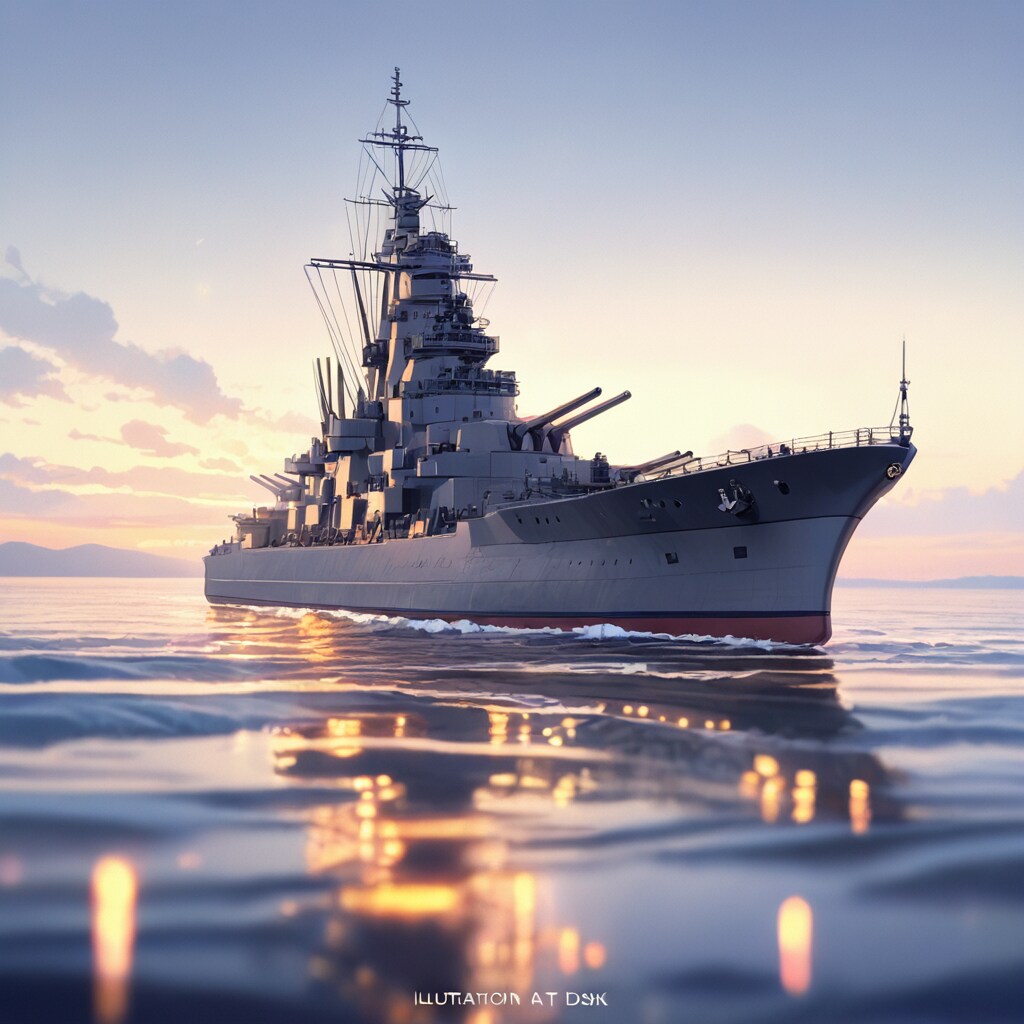 軍艦と夕暮れ | の人気AIイラスト・グラビア