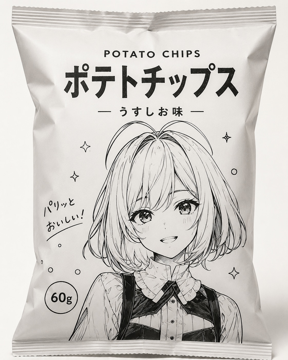 白黒ポテチイラスト風