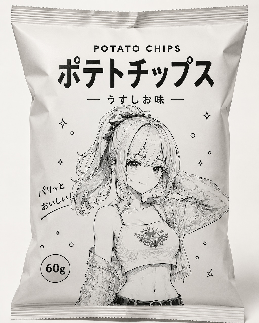白黒ポテチイラスト風