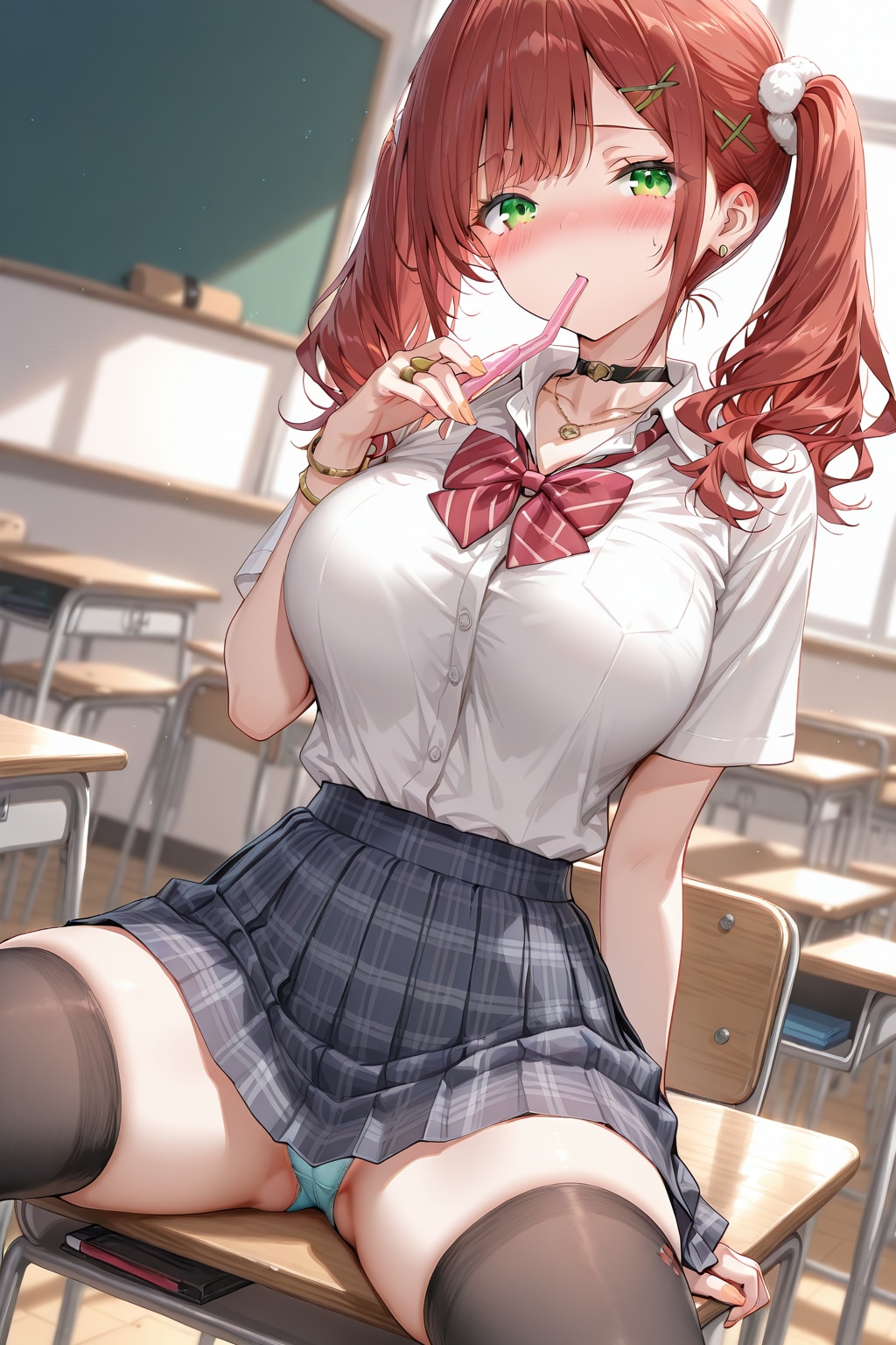 教室で