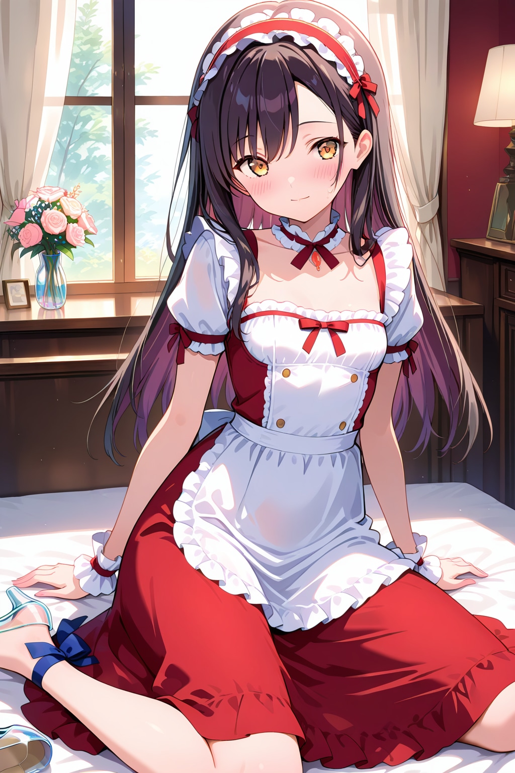 メイドさんの赤いメイド服 | の人気AIイラスト・グラビア