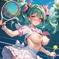 露出してテニスコートのLunaちゃん 2枚目