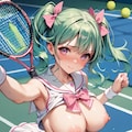 露出してテニスコートのLunaちゃん 5枚目