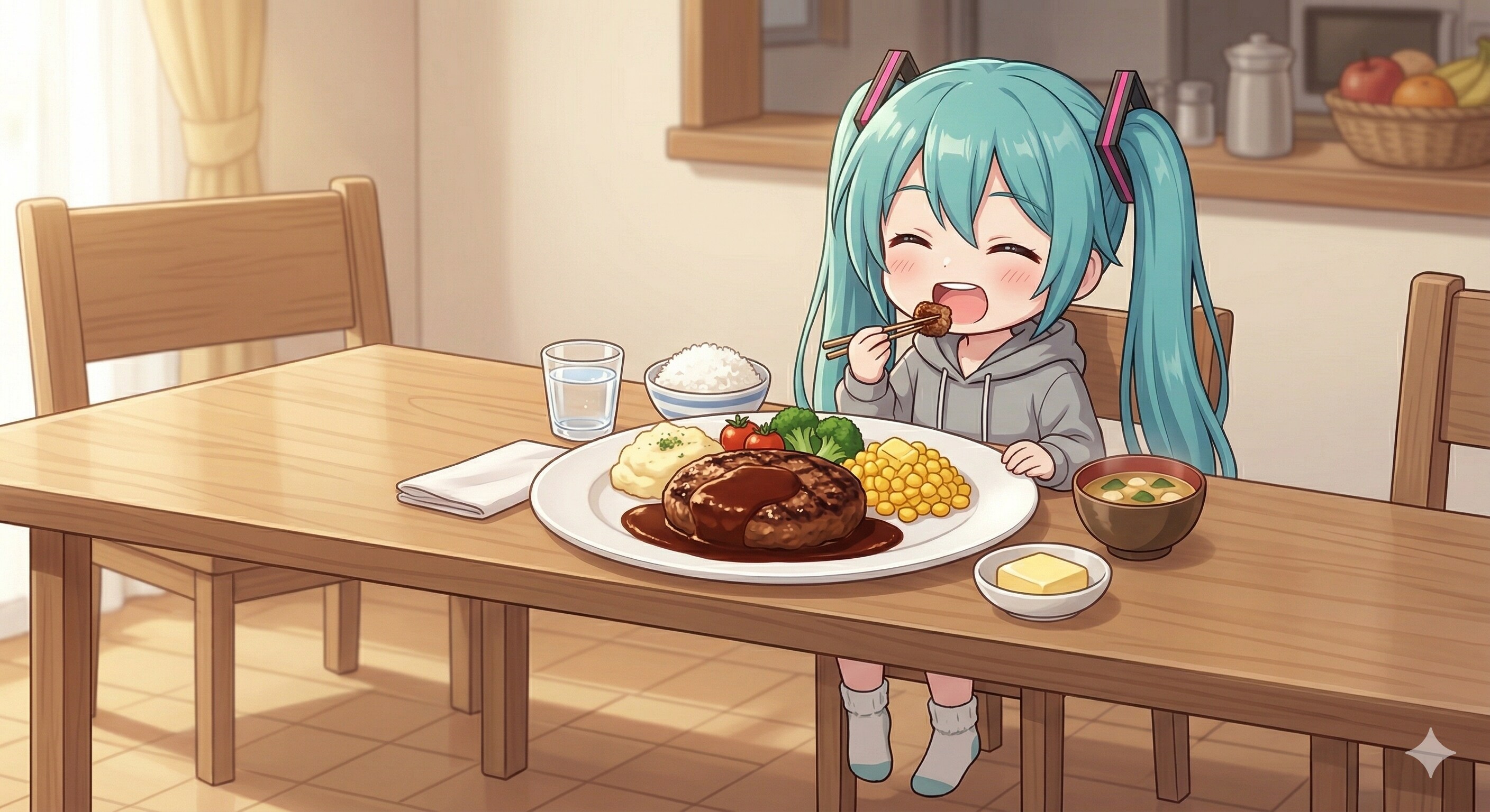 今日のお昼はハンバーグです🎶