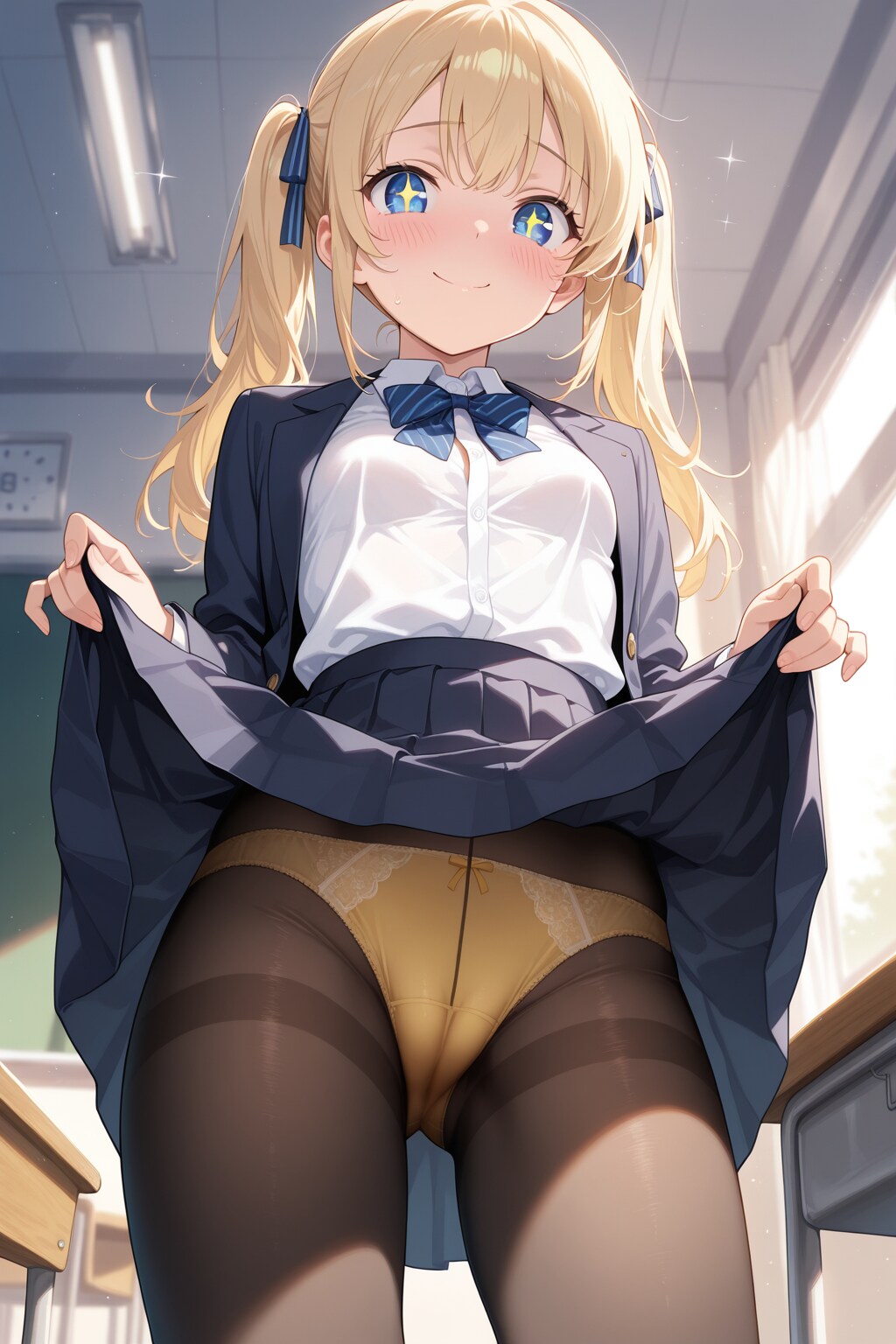 黒タイツ越しにパンツ見せてくれる喜楽里ちゃん