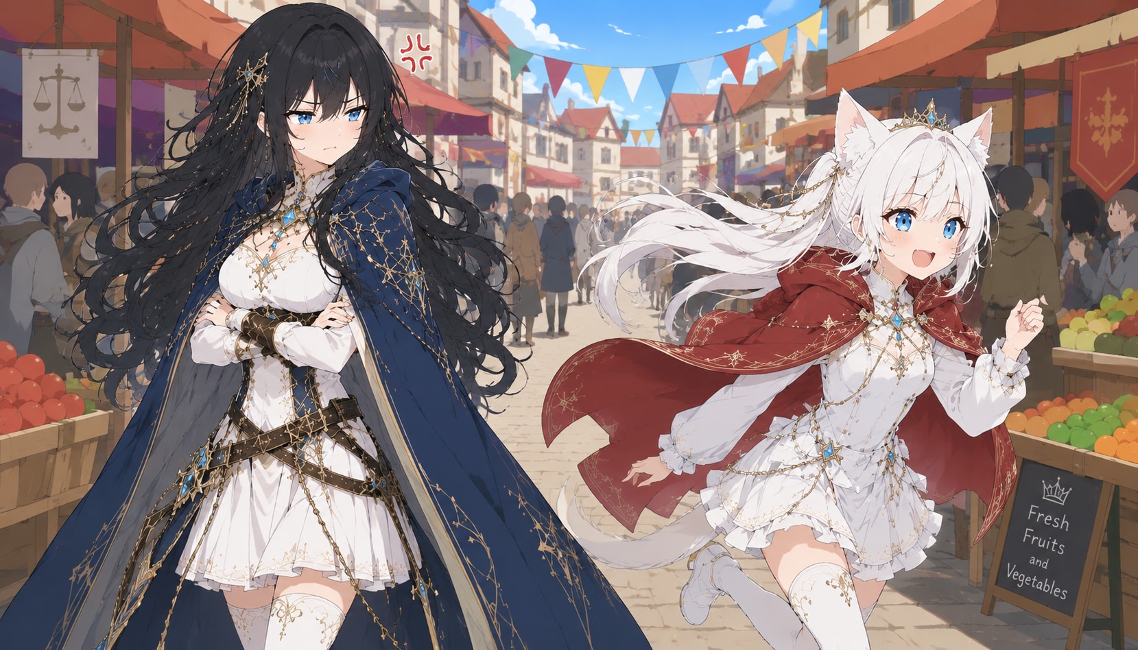市場巡りをするヨナとアリアンシー | の人気AIイラスト・グラビア