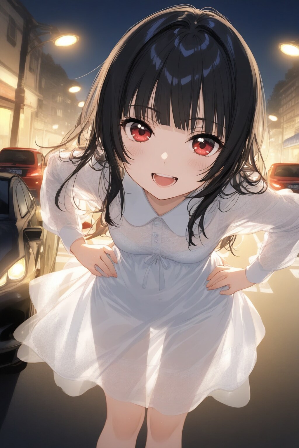 ヘッドライトに照らされて