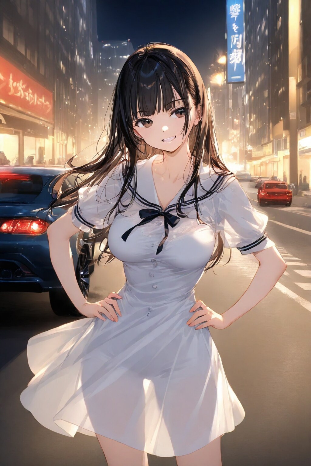 ヘッドライトに照らされて