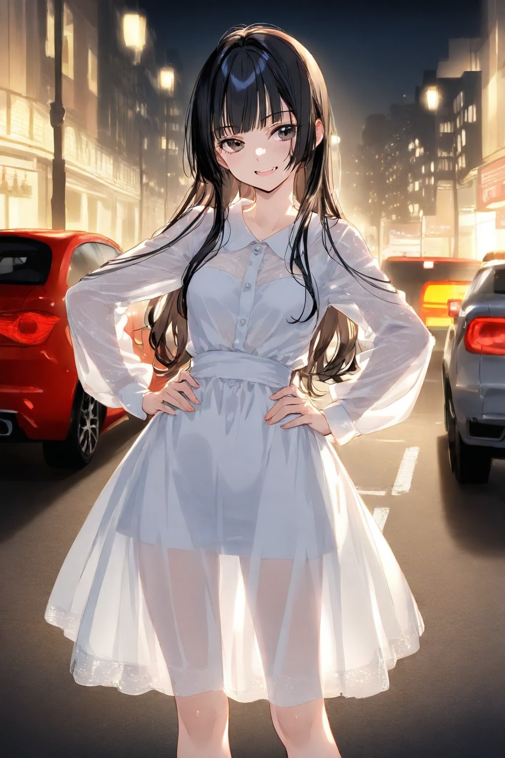 ヘッドライトに照らされて