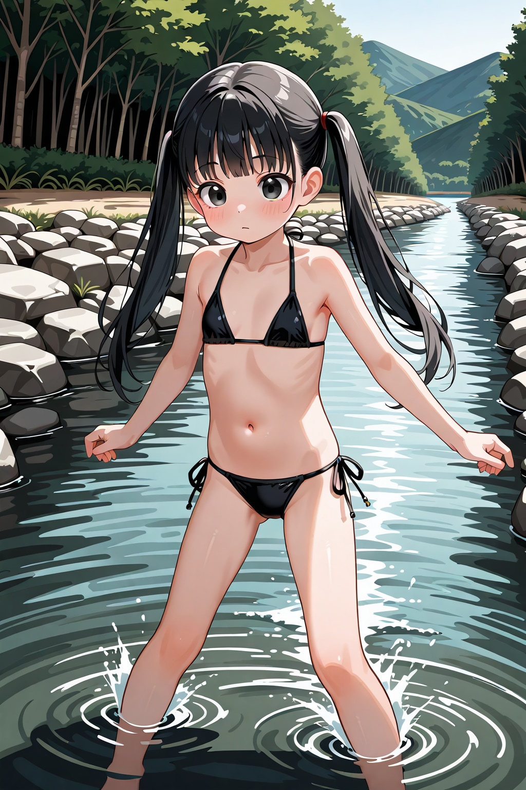 黒ビキニを着た少女