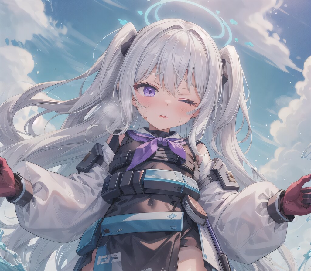 白髪ツインテで水鉄砲の少女２