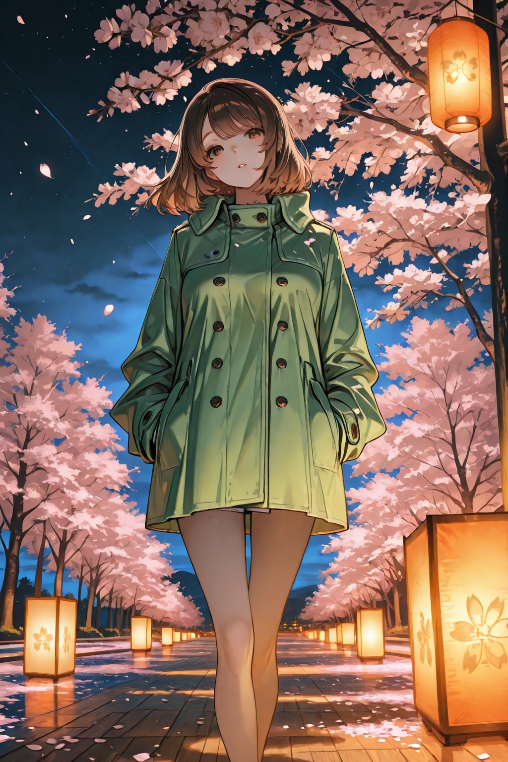 夜桜を見に来た女性？