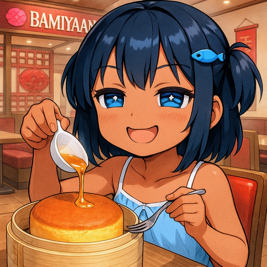 バーミヤンを堪能するこなつちゃん