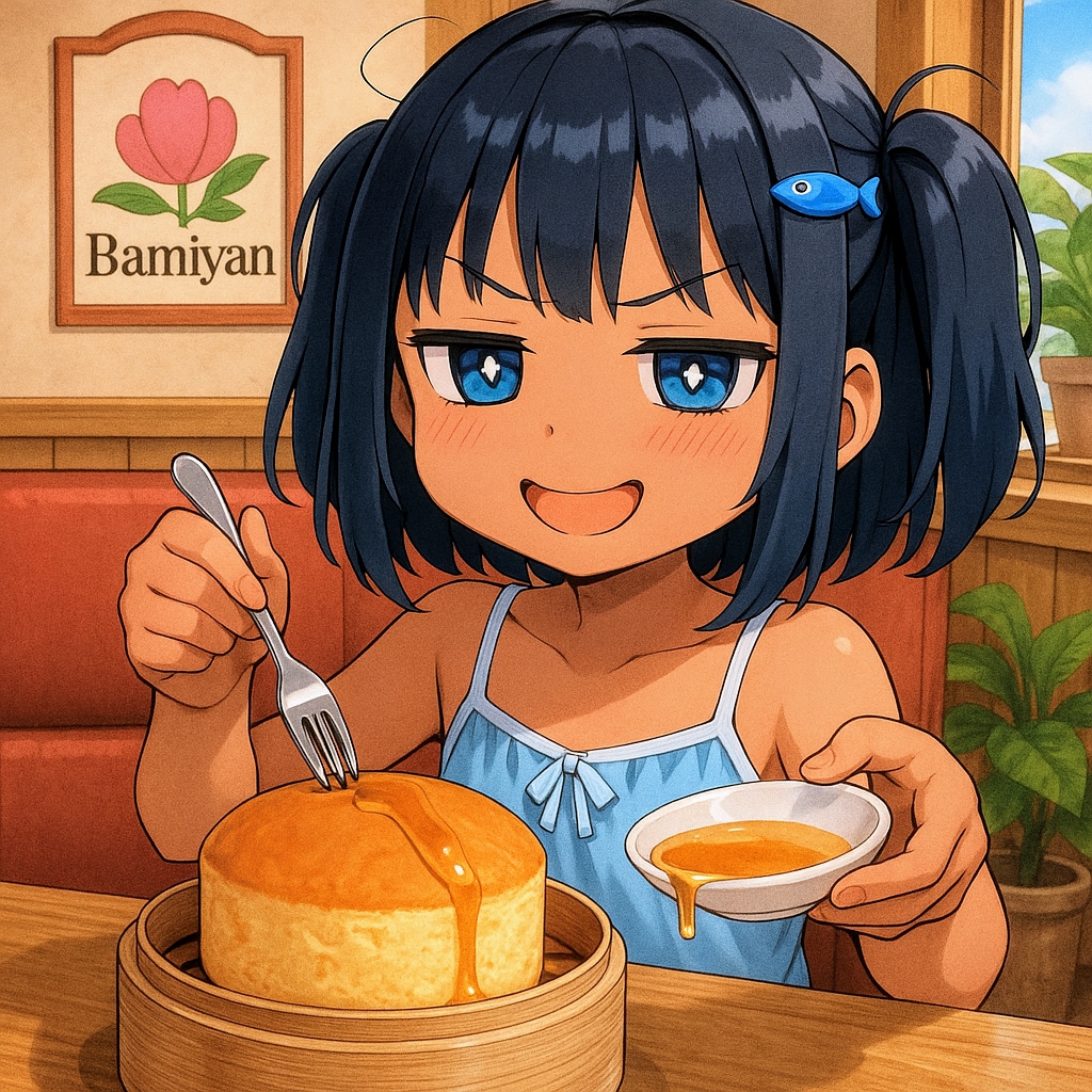 バーミヤンを堪能するこなつちゃん