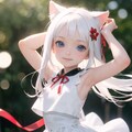 白猫,はしゃぐ,フラワーガーデン 2枚目