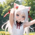 白猫,はしゃぐ,フラワーガーデン 3枚目