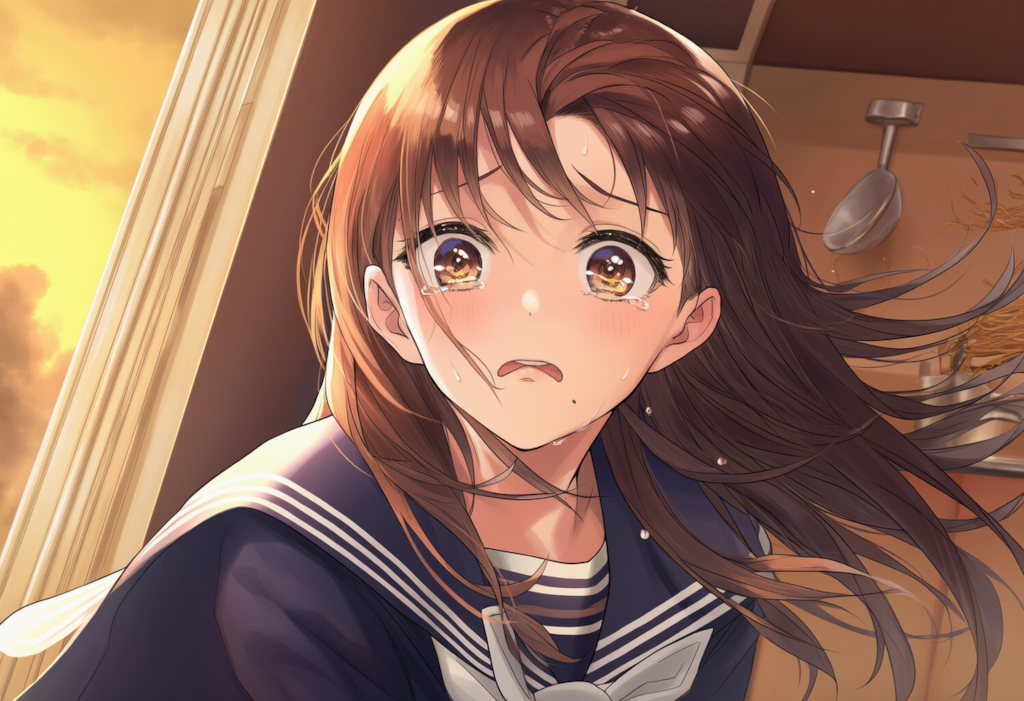 絶望の顔   (カップ焼きそばの湯切り失敗)