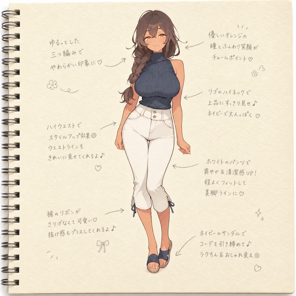 ファッションスケッチ――うちの子パンツルック2